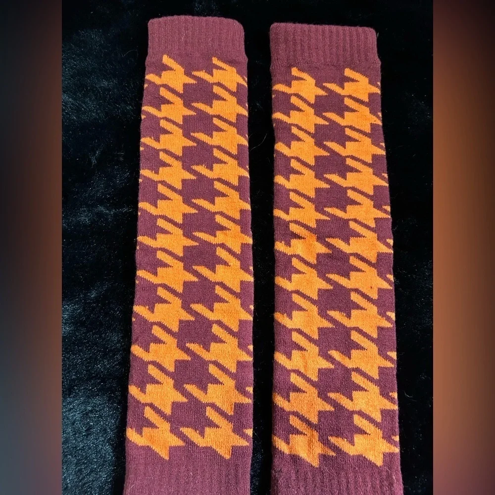 Vintage Houndstooth Knit Arm Warmers - Retro Style Cozy Winter Accessory
